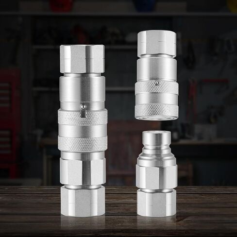 VEVOR LSQ-FF قارنات التوصيل الهيدروليكية ذات الوجه المسطح 1/2 بوصة NPT ذات التوجيه الانزلاقي مع 4 أغطية غبار (ISO16028)، فضي in Saudi Arabia