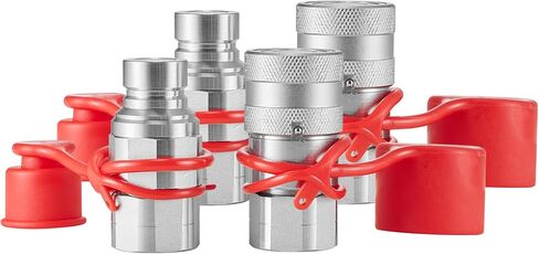 VEVOR LSQ-FF Flat Face 1/2" NPT Skid Steer Hydraulic Quick Connect Couplers with 4 Dust Caps (ISO16028), Silver in Saudi Arabia
