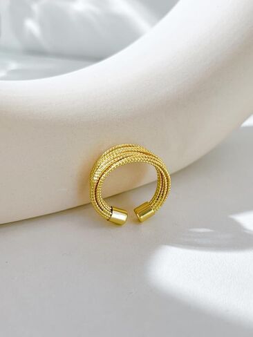 S925 sterling silver ring female ins niche design multi-layer silver rope open ring ring in Saudi Arabia