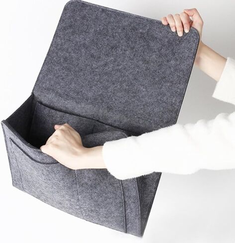 5 Pockets Bedside Caddy, Felt Bed Storage Organizer Hanging Bag Holder for Magazine Book Phone Tablet iPad Cables Remote and Glasses Holder Home Dorm Bed Sofa-Dark Gray in Saudi Arabia