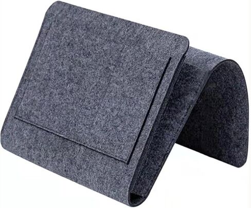 5 Pockets Bedside Caddy, Felt Bed Storage Organizer Hanging Bag Holder for Magazine Book Phone Tablet iPad Cables Remote and Glasses Holder Home Dorm Bed Sofa-Dark Gray in Saudi Arabia