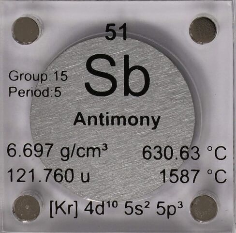 قرص معدني من الأنتيمون (Sb) مقاس 24.26 مم مع علبة أكريليك للتجميع أو التجارب in Kuwait