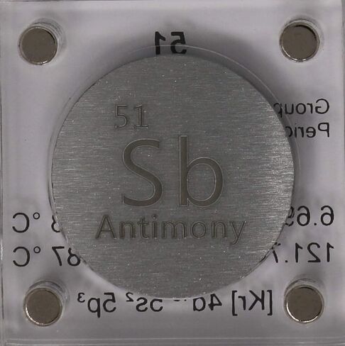 قرص معدني من الأنتيمون (Sb) مقاس 24.26 مم مع علبة أكريليك للتجميع أو التجارب in Kuwait