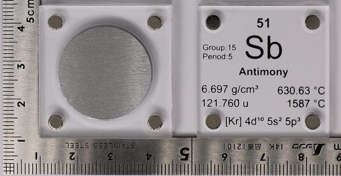 قرص معدني من الأنتيمون (Sb) مقاس 24.26 مم مع علبة أكريليك للتجميع أو التجارب in Kuwait