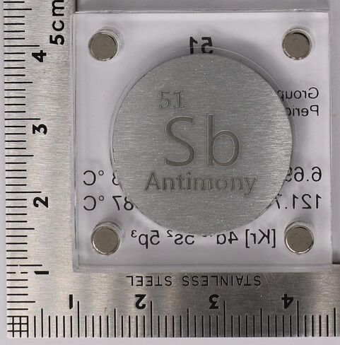 قرص معدني من الأنتيمون (Sb) مقاس 24.26 مم مع علبة أكريليك للتجميع أو التجارب in Kuwait