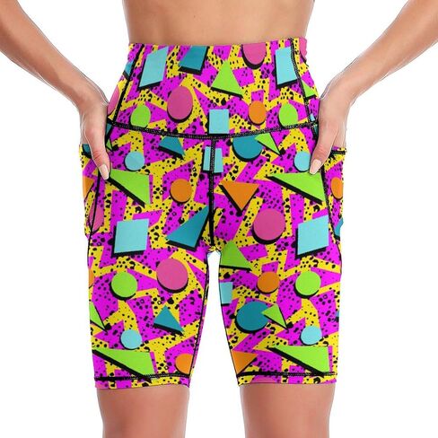 High Waist Knee Length Biker Shorts Women Tummy Control Workout Yoga Running Leggings with Pockets in Saudi Arabia
