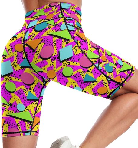 High Waist Knee Length Biker Shorts Women Tummy Control Workout Yoga Running Leggings with Pockets in Saudi Arabia