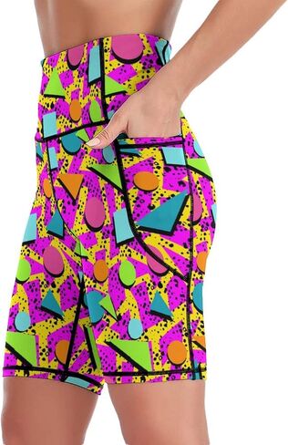 High Waist Knee Length Biker Shorts Women Tummy Control Workout Yoga Running Leggings with Pockets in Saudi Arabia