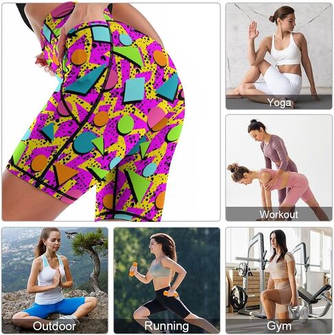 High Waist Knee Length Biker Shorts Women Tummy Control Workout Yoga Running Leggings with Pockets in Saudi Arabia