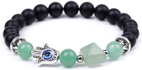 Pingyongchang Fatima Hand Demon Eye Hand String Bracelet Natural Crystal Stretch Beaded Bracelet Devil's Eye Stone Handmade Bracelet for Women Girls Men Boy Gifts Jewelry in Saudi Arabia