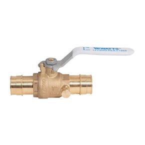 Watts 88006015 LFFBV-PEX-F1960 2-Piece Full Port Brass Ball Valve with PEX F1960 Ends, With Waste Drain, 3/4 Inch