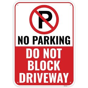 1PC No Parking Do Not Block Driveway Sign, 14 x 10 Inches - Aluminum - Do Not Park In Driveway Signs
