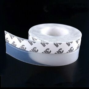 5M/16ft Window Sealing Strip, Self Adhesive Weather Stripping 35mm Width, Silicone Door Bottom Seal Strip Tape for Gaps of House Glass Shower Window and Door Weatherproof Soundproof, Transparent
