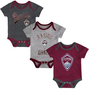 Outerstuff Colorado Rapids 3-Pack Champ Team Logo Newborn/Infant Baby Bodysuit Onesie