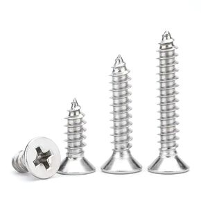 M6x 60mm Flat Head Wood Self Tapping,Sheet Metal Screws,Phillips Drive Countersunk Wood Screws,304 Stainless Steel （A2-70),GB846,Plain Finish，10 Pcs