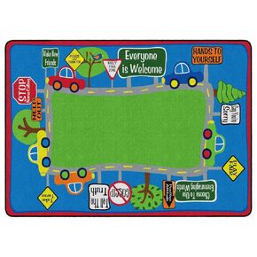 Flagship Carpets Friendly Street Educational Rug for Kids Playroom, Nursery Room Mat, Home Learning Area, and Classroom Carpet, 4' x 6', Multicolor