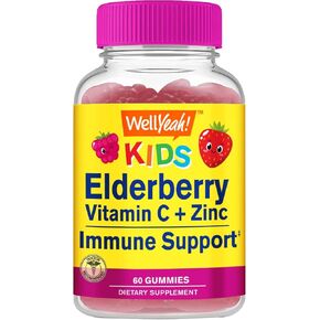Elderberry Gummies for Kids with Vitamin C and Zinc - Antioxidant and Immune Support, Black elderberry Dietary Supplement - Non GMO, Gluten Free,Vegan - Naturally Sourced Flavors - 60 Count