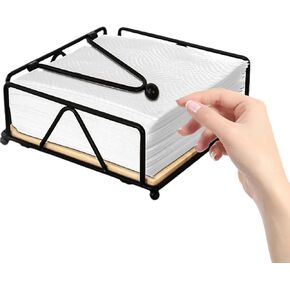 Napkin Holder for Table, Flat Napkin Holder with Weighted Arm, Outdoor Paper Napkin Holders for Camping Picnic BBQ, Elegant Rustic Metal Napkin Dispenser for Standard Size Paper Napkin