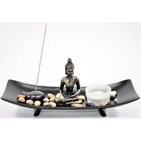 Tabletop Thai Buddha Zen Garden Rock Candle Holder Home Decor Relaxing Tranquility Gift