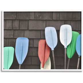 Stupell Industries Mixed Ores Against Beach Shed Boating Paddle Framed Wall Art, Design By Daphne Polselli