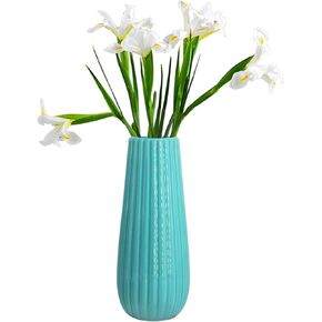 GeLive 8 Inch Ceramic Flower Vase for Home Decor, Teal Vase for Artificial Flowers Bud Hydroponics Plants Ikebana Arrangement, Table Centerpieces Vase (Blue)
