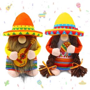 Fiesta Gnomes Couple Cinco de Mayo Tomte for Mexican Taco Tuesday Elf Dwarf Gift Nisse اليدوية الفولكلور الاسكندنافي Sombrero الحلي المنزلية المطبخ المنزلي زخارف صينية متدرجة in Kuwait