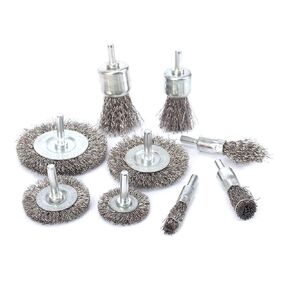 9Pcs Stainless Steel Wire Brushes Wheel kit for Drill with 1/4"Shank 0.3mm for Removal of Rust/Corrosion/Paint