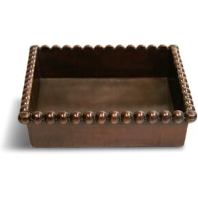 India Handicrafts 12637 Beaded Edge Detail 6 x 6 Inch Copper Cocktail Napkin Serviette Box