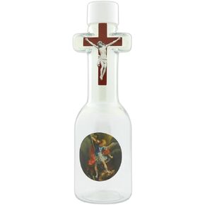 Needzo St. Michael Holy Water Bottle, Ornate Catholic Church Supplies, Travel Size Container, 6.5 Inches, Holds 8 Ounces