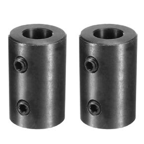 uxcell 2pcs Shaft Coupling 5/8" Bore, 1-1/4" OD, 2" Length, Black Oxide Plated Steel Rigid Coupling, Motor Wheel Coupler, (2 Set Screws)