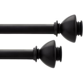 Deco Window 2 Pack Adjustable White Curtain Rods for Windows 66 to 120 Inch Extendable Drapery Pole with Stacked Round Finials & Bracket Set (1" Diameter)