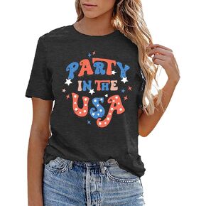 USA Flag Tee Shirt Women 4th of July Gift T Shirt Casual Short Sleeve American Proud T-Shirt Tops