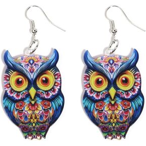 Owl Dangle Earrings Boho Hollow Filigree Copper Butterfly Moth Mushroom Patterned Disc Drop Earrings For Women Jewelry