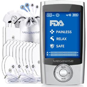 MegaWise 48 Modes（24 * 2）with 14 Premium Pads EMS TENS Unit, Muscle Stimulator for Back Pain Relief Therapy,Dual Chanel for Home use, Gift for Mum and dad