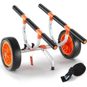 VEVOR Heavy Duty Kayak Cart, 450lbs Load Capacity, Detachable Canoe Trolley Cart with 12'' Solid Tires, Adjustable Width & Nonslip Support Foot, for Kayaks Canoes Paddleboards Float Mats Jon Boats