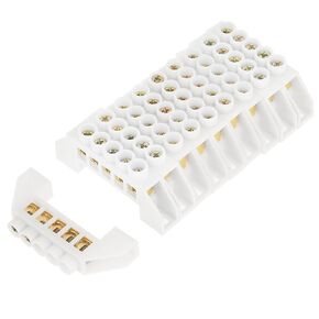 10Pcs 5 Hole Bridge Design Terminal Block Connectors M4 Screw Electrical Brass Terminal Barrier Strip Block for Distribution Box Cabinet/High Coltage Cabinet 6.5 * 2.4 * 1cm/2.6 * 0.9 * 0.4in