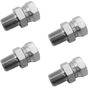 (4-PACK) 1404-02-02 تركيب محول خرطوم هيدروليكي 1/8 بوصة ذكر (1/8 بوصة -27NPTF) × 1/8 بوصة دوارة أنثى (1/8 بوصة -27NPSM) SAE وصلات أنابيب مستقيمة وصلة أنبوب من الفولاذ الكربوني in Kuwait