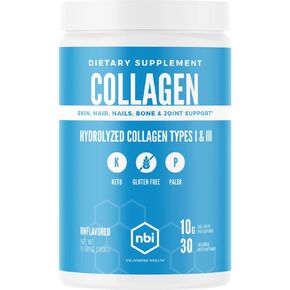 NBI Non-GMO, Grass Fed, Unflavored, Collagen Protein Powder, Paleo- and Keto Friendly, Type I and III Hydrolyzed Collagen, Amino Acids Supplement, Pasture Raised, Dairy Free, Soy Free, Gluten Free