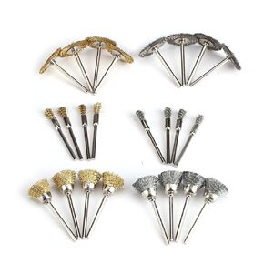 24pcs Stainless Steel Brass, Stainless Steel Brush 24Pcs Messing Wire Wheel Polishing Brushes for Grinder Drill Rotary Tool Shank Rotary Accessories
