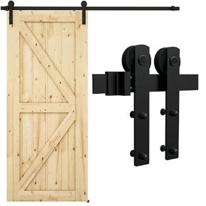 6.6FT Sliding Barn Door Hardware Kit for Single Wood Door, Smoothly and Quietly, Easy to Install Fit 35"-40" Wide and 1.18"-1.96" Thickness Door Panel, includes Installation Instruction
