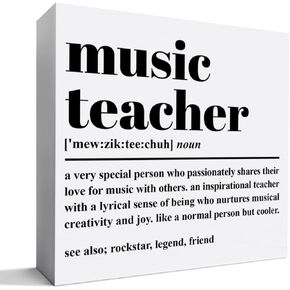 Music Teacher Appreciation Gift, Thank You Gifts for Music Teacher Women Men Piano Teacher Christmas Birthday Teacher's Day Gift, Music Teacher Definition, Wooden Box Sign Desk Decor