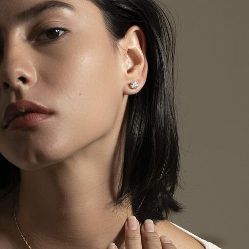 S.Leaf Cubic Zirconia Stud Earrings Studs Statement Earrings for Women Diamond Stud Earrings for Women Hypoallergenic Sterling Silver Flat Back Stud Earrings for Women in Kuwait