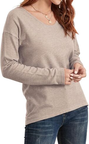 JINKESI Women's Casual Lightweight Crew Neck Long Sleeve Knit Top Loose Pullover Sweater in Kuwait