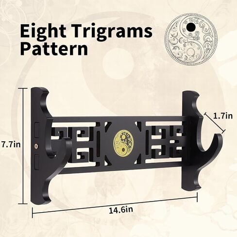 Katana Wall Mount Sword Holder, Chinese Bagua Style Katana Stand Sword Wall Mount with 1 Tier,Samurai Sword Wall Mount for Katana Samurai Swords in Saudi Arabia