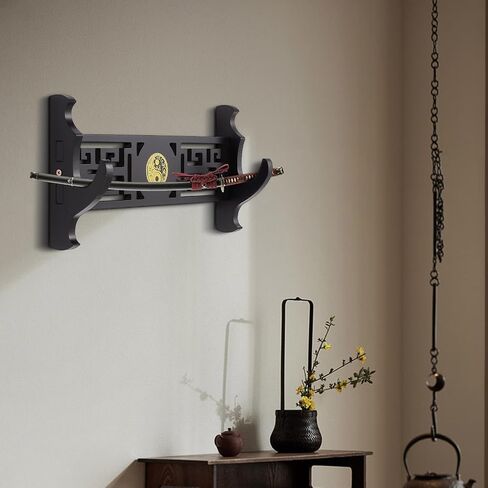 Katana Wall Mount Sword Holder, Chinese Bagua Style Katana Stand Sword Wall Mount with 1 Tier,Samurai Sword Wall Mount for Katana Samurai Swords in Saudi Arabia