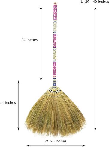40 inch Tall of Asian Broom for Cleaning Tile Floor,Soft bristles,Long Handle Hand Grip The Reed Tree with Grass,Broom Design for Sweeper Garbage Dust,Vintage Broom,Durable Broom Indoor & Outdoor in Saudi Arabia