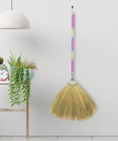 40 inch Tall of Asian Broom for Cleaning Tile Floor,Soft bristles,Long Handle Hand Grip The Reed Tree with Grass,Broom Design for Sweeper Garbage Dust,Vintage Broom,Durable Broom Indoor & Outdoor in Saudi Arabia