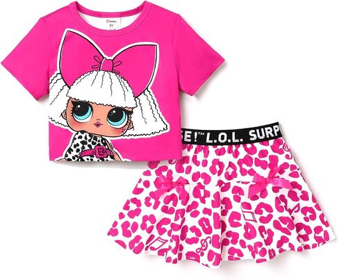 L.O.L. Surprise! Toddler Girl Skirt Set Short-sleeve Tee and Skirt Sets 2PCS Clothes Set Outfit 3-10 Years in Saudi Arabia
