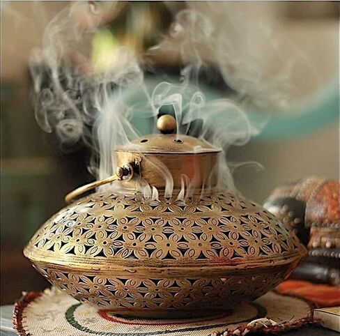 SFUS-10, Cast Iron Antique Degchi Style for Dhoop Holder and Candle Light | Incense Burner | Dhoop Dani | Pooja Items | Jaipur Crafts | Antique Lantern| Dhoop Batti Stand | Sambrani Holder|, Brown in Saudi Arabia