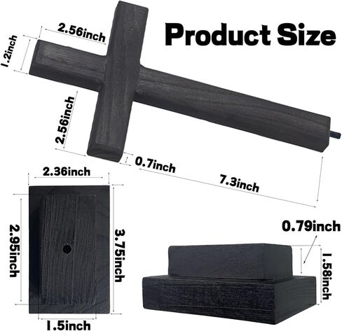 LBLNUGURI صليب خشبي أسود مع قاعدة يسوع المسيح صليب سطح الطاولة ديكور سطح المكتب خشبي أسود مقدس يسوع صليب كاثوليكي صليب يسوع المسيح صليب المنزل الزفاف في الهواء الطلق in Kuwait